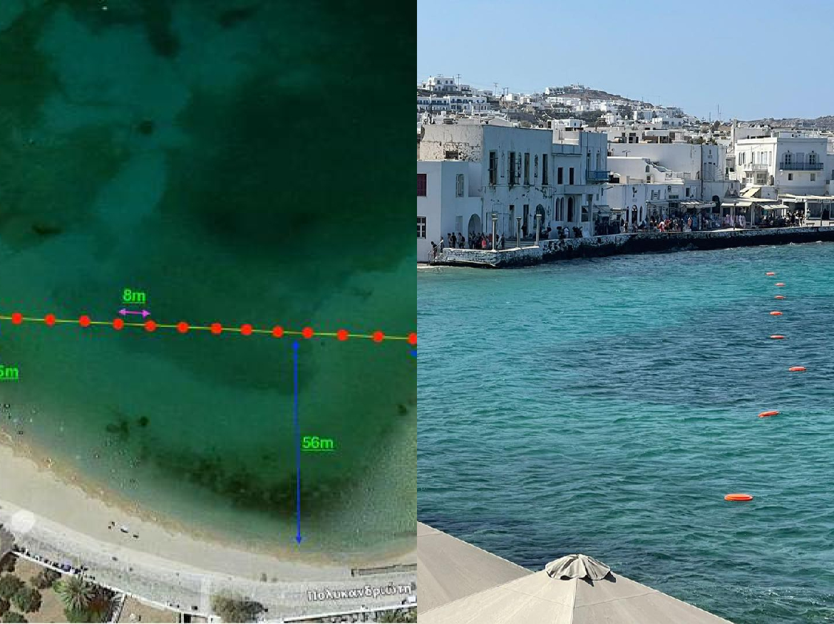 Ο Δήμος Μυκόνου τοποθέτησε πλωτήρες ανάπαυσης λουομένων στην παραλίας της Αγ. Άννας